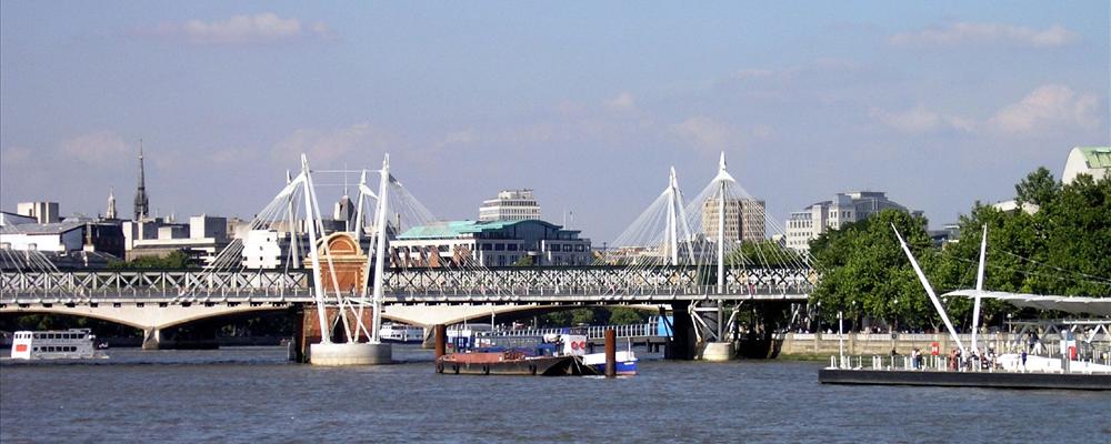 P80500781-Hungerford Bridge & The London skyline as seen from a Thames River cruise